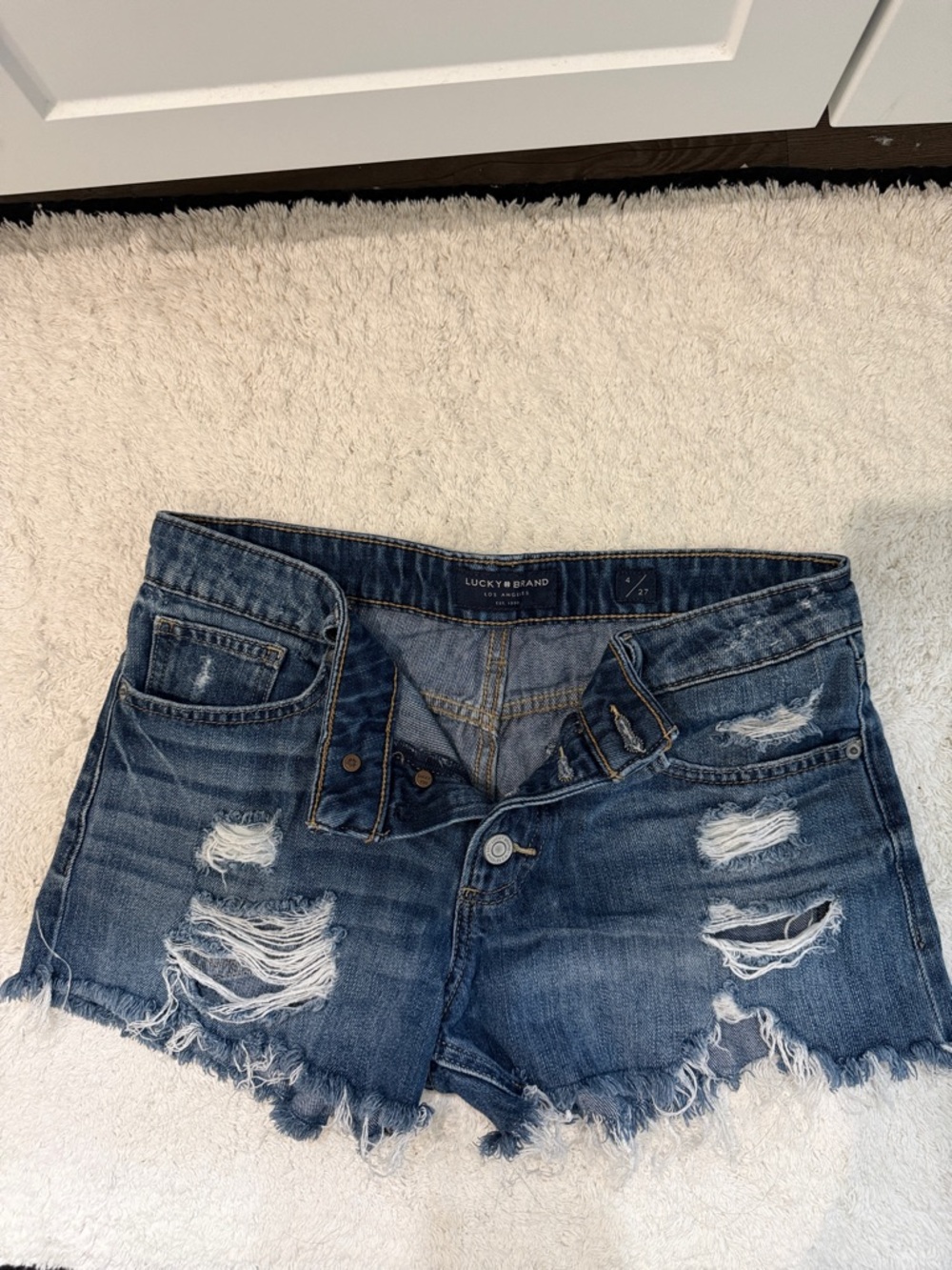 Lucky Brand Distressed Dark Blue Denim Cutoff Shorts